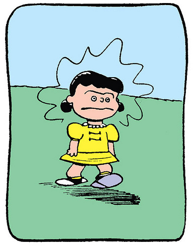 Lucy from the peanuts looking very overwhelmed